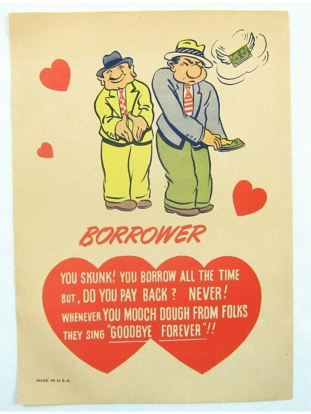 Vintage Vinegar Valentine Borrower Penny Dreadful Sarcasm Insult Poem Ephemera